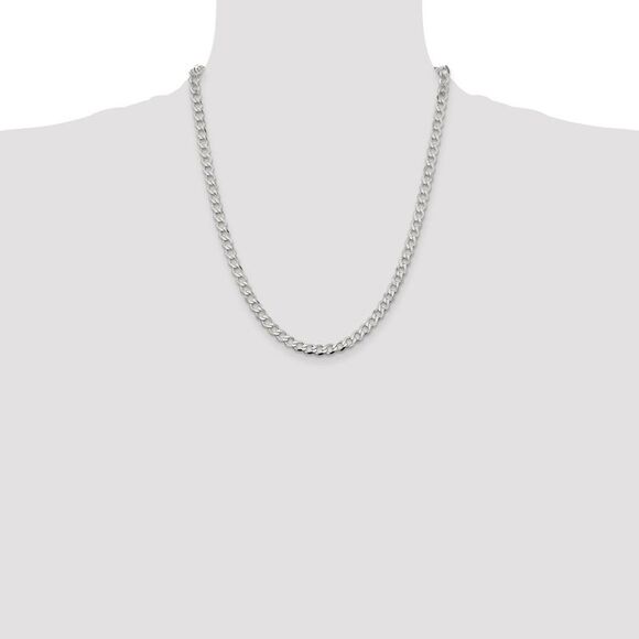 Kazi Luxury Sterling Silver 5.3mm Semi-solid Flat Curb Chain